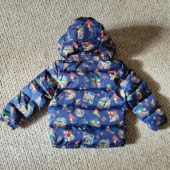 New Polo Bear Ralph Lauren Boy Water Repellent Navy Down Hood Pony Jacket - Picture 10 of 16